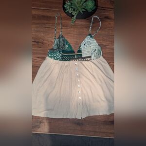 POL Babydoll Shirt With Dark Green Patchwork